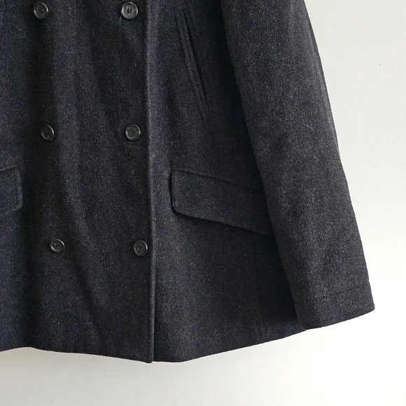 J.Crew Charcoal Wool Cashmere Peacoat Jacket Quilted Lining Womens Size M - Picture 10 of 15